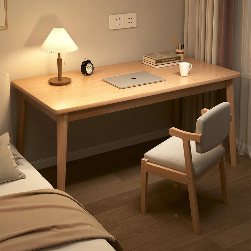 书桌学生家用电脑桌简易办公桌卧室写字桌长方形实木腿工作台桌子