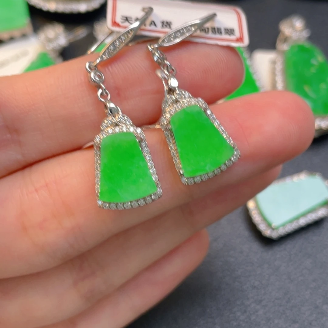 翡翠银S925镶嵌吊坠(不含链)耳坠