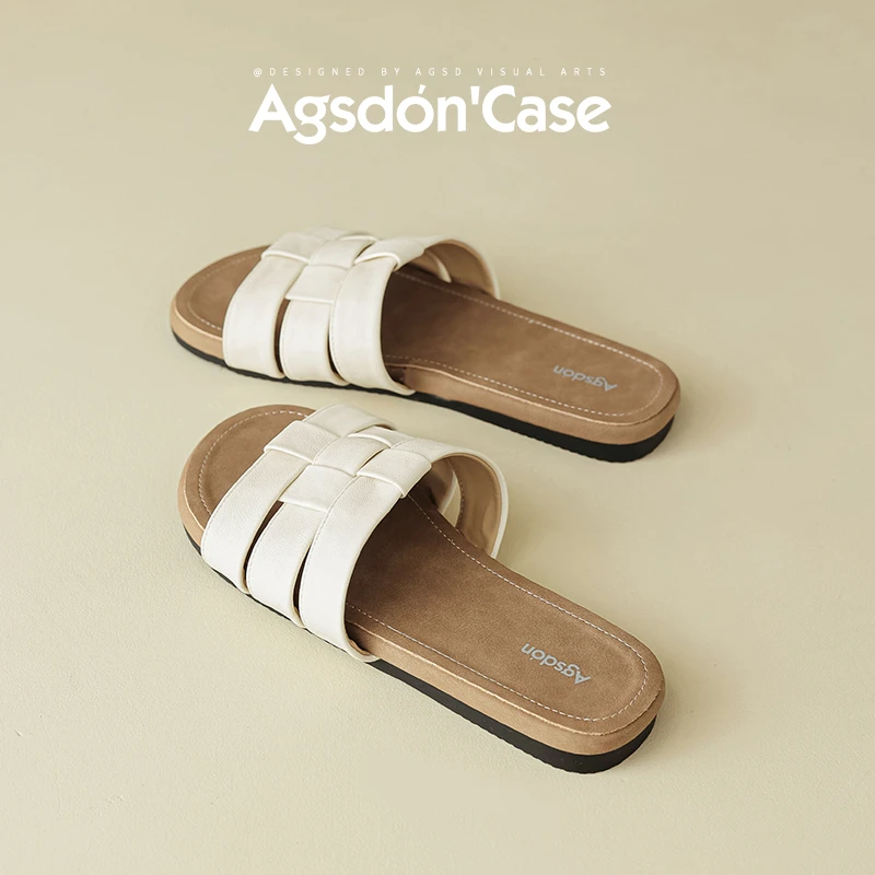 奥古狮登拖鞋女2025新款夏季外穿配裙子沙滩凉鞋一脚蹬平底凉拖H