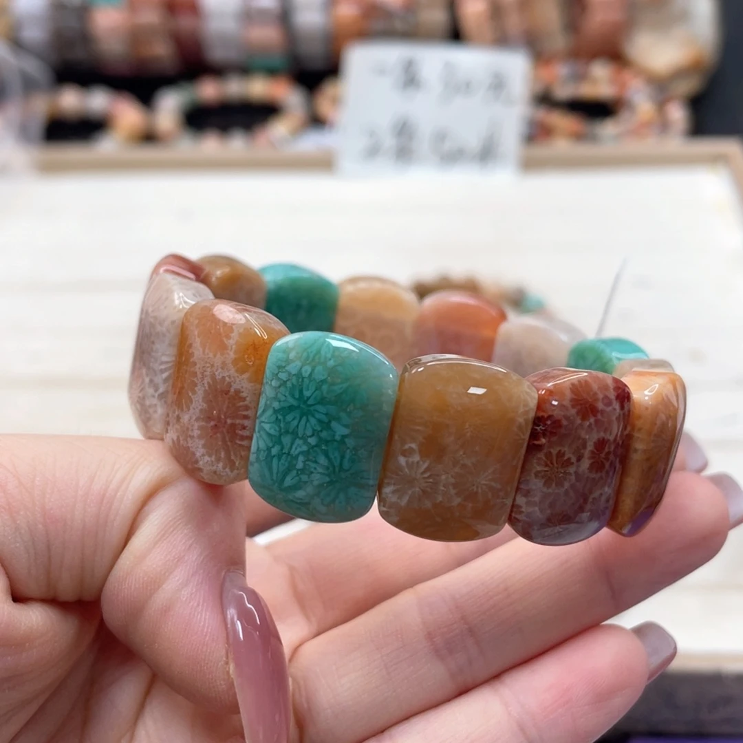 硅化珊瑚（珊瑚玉）手链未镶嵌流***爷039