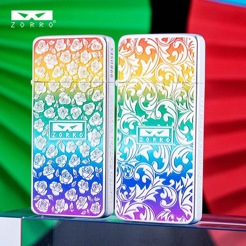 ZORRO佐罗二代经典七彩唐草花炫彩创意煤油打火机防风男生礼物