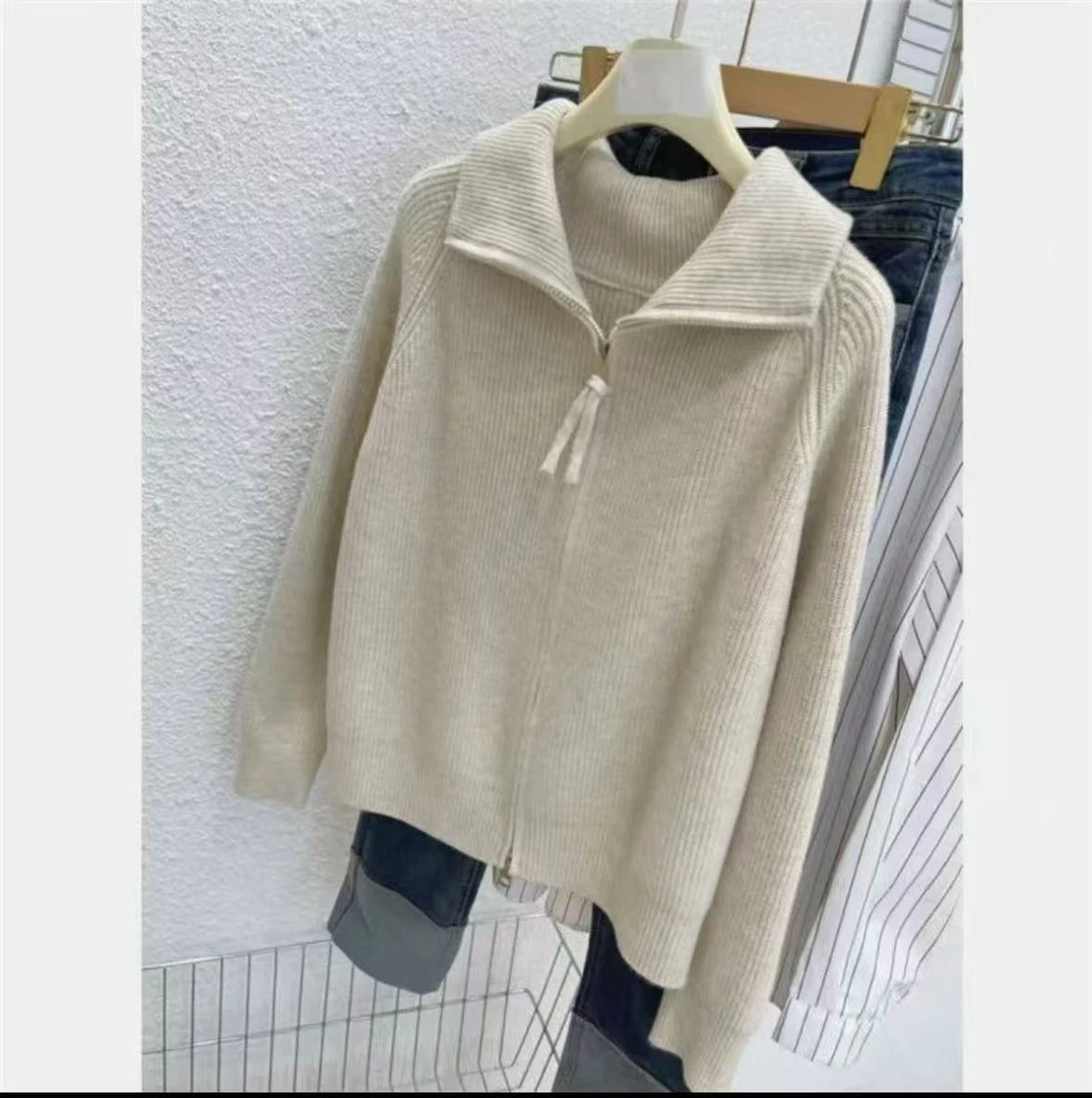 时尚百搭网红原创设计厚款毛针织衫短款慵懒风韩系