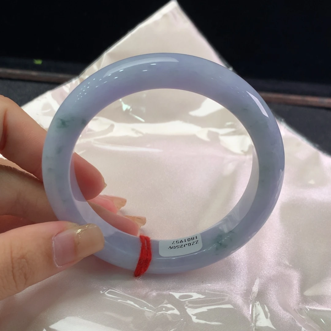 翡翠未镶嵌手镯缅甸A货翡翠 紫罗兰飘花58 59