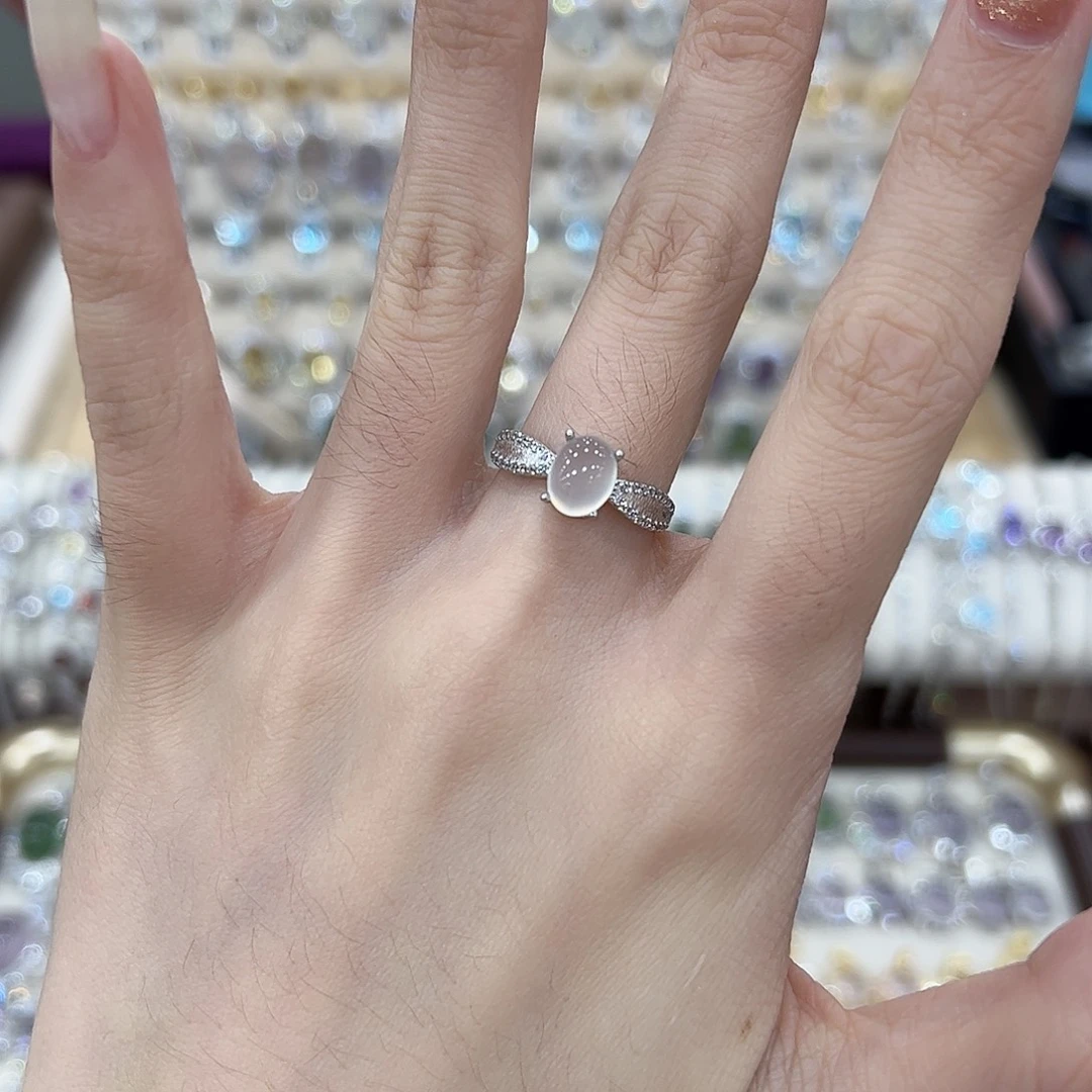 岫玉银S925镶嵌戒指