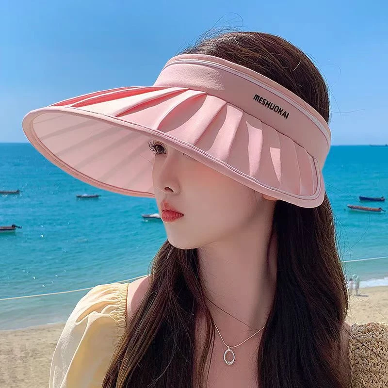 韩版空顶防晒帽女夏季防紫外线大檐遮阳帽子显脸小户外贝壳太阳帽