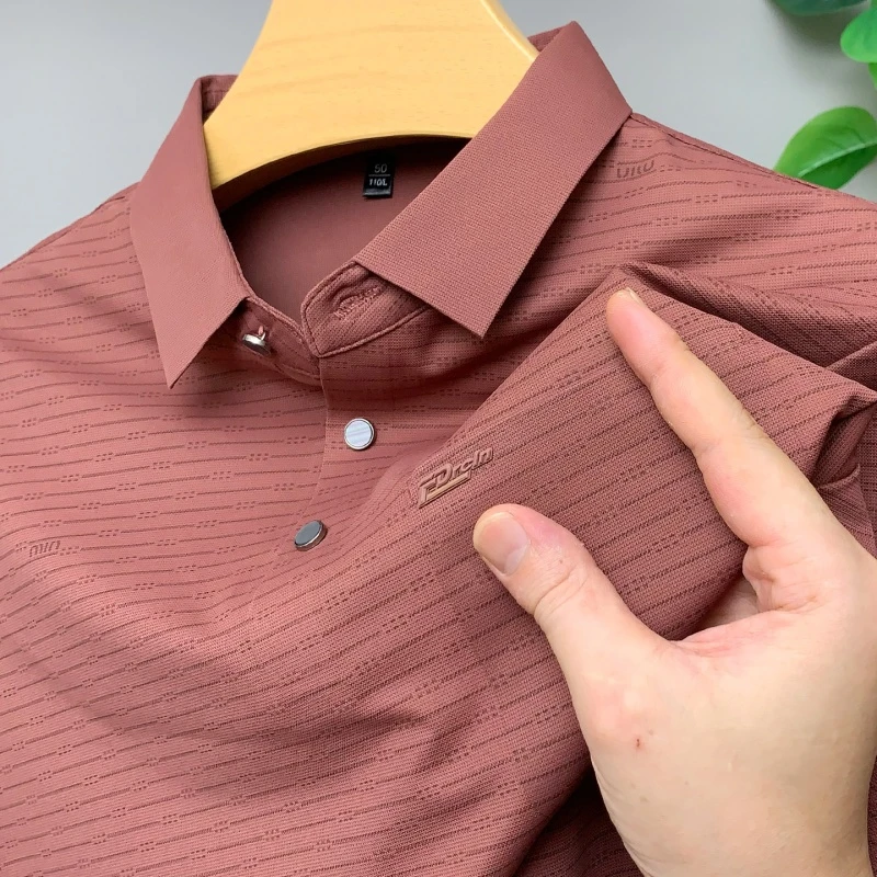 CATIA SELI短袖t恤翻领夏季男士条纹凉感半截袖上衣真口袋POLO衫