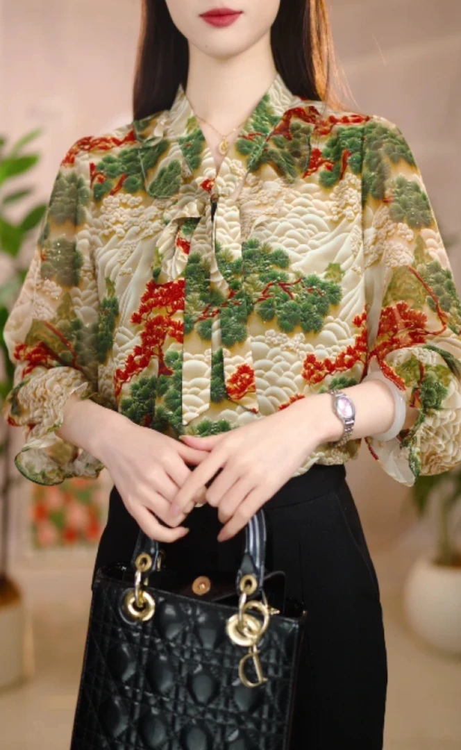 2025新款长青松柏优雅气质典雅衬衫春夏款643