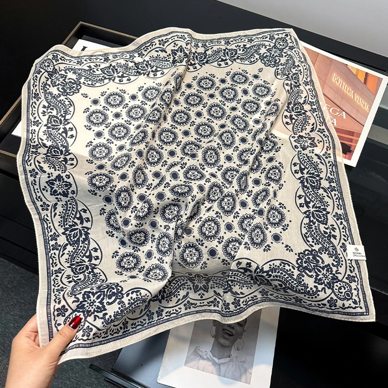 桑蚕丝有机棉丝巾 丝棉中方巾65x65cm