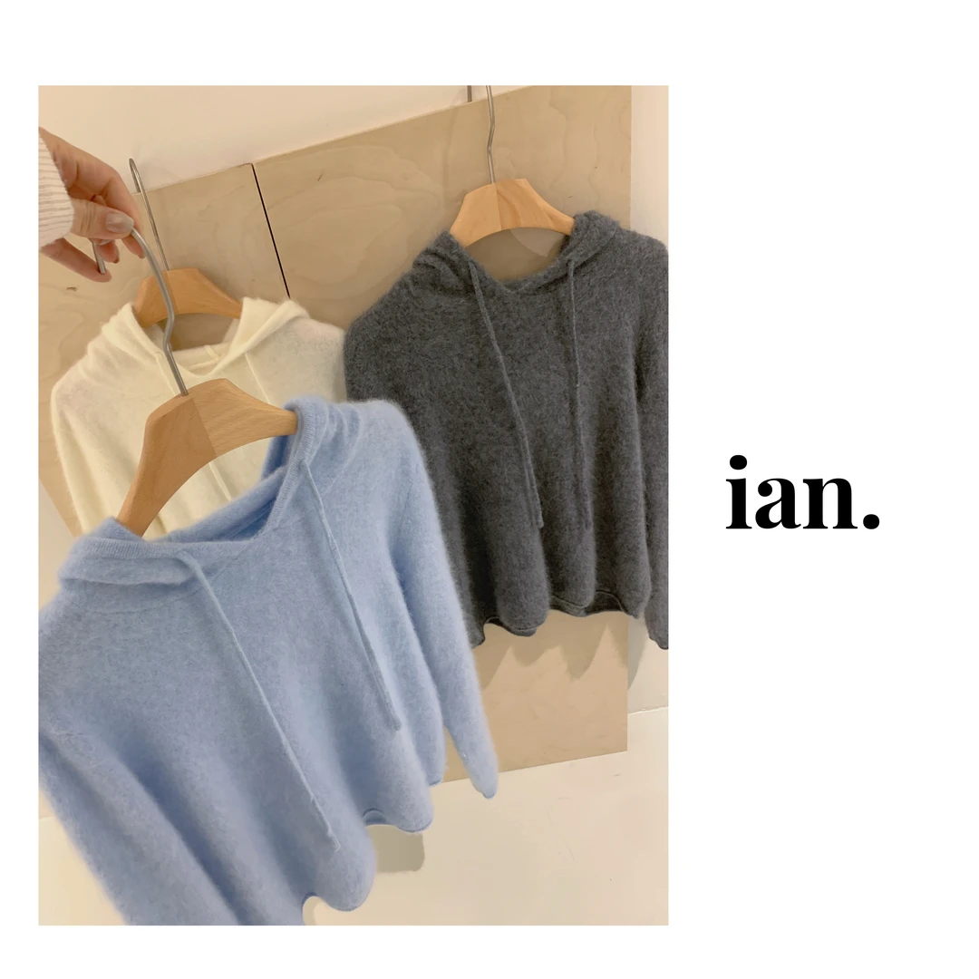 【ian】连帽拉绒羊毛衫