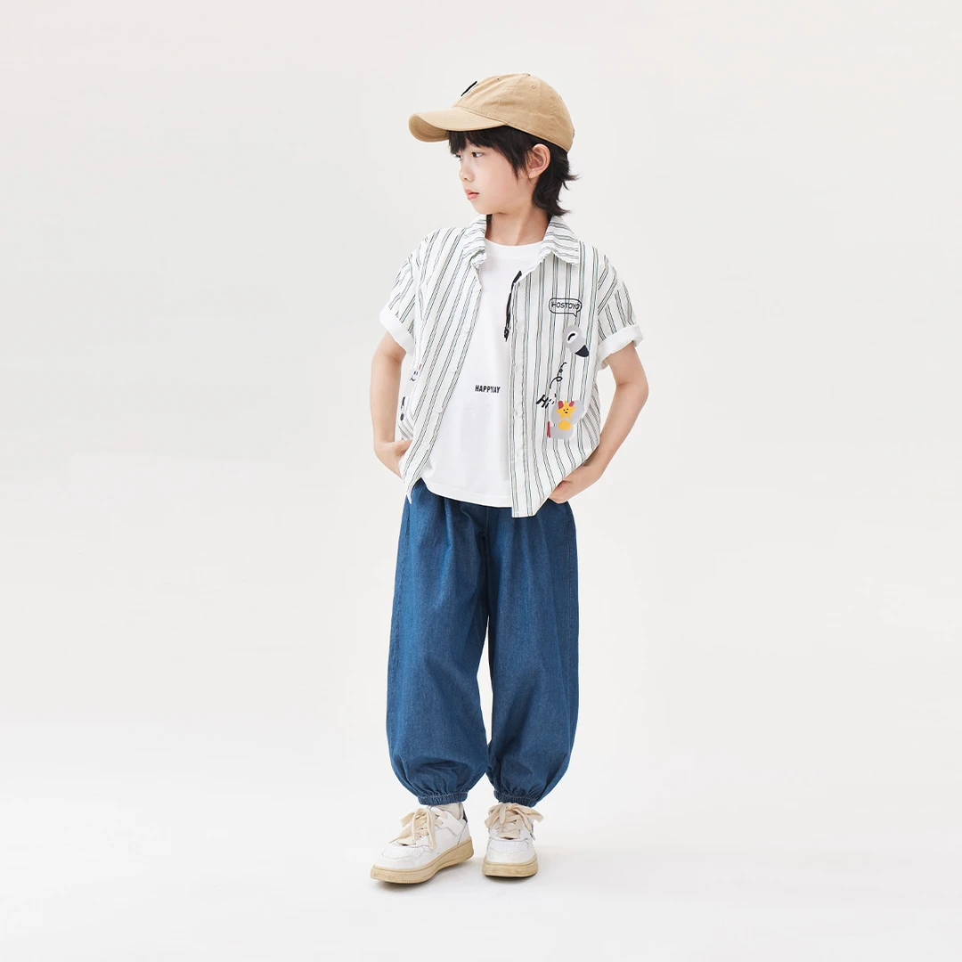皇室童缘【8.24上新】2025新款男童休闲宽松牛仔裤防蚊裤百搭束脚裤