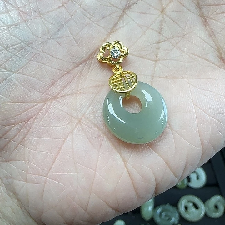 和田玉吊坠(不含链)银S925镶嵌