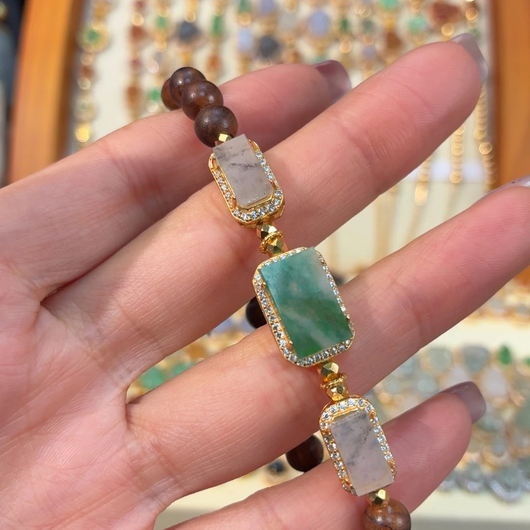 翡翠银S925镶嵌颈饰手串