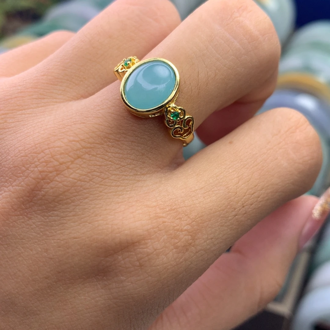 翡翠未镶嵌挂件开口戒