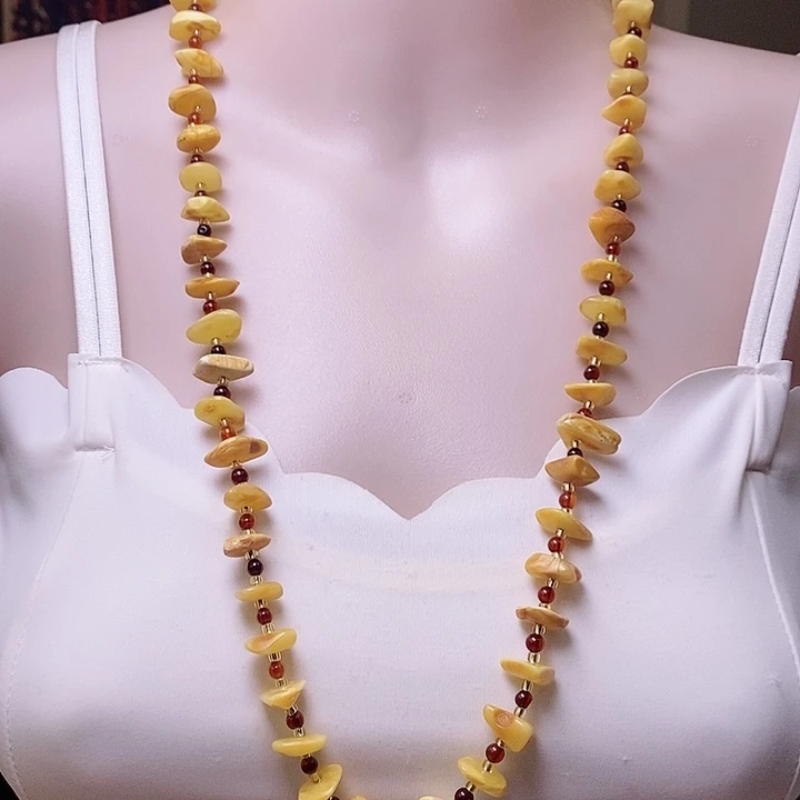 琥珀颈饰未镶嵌项链