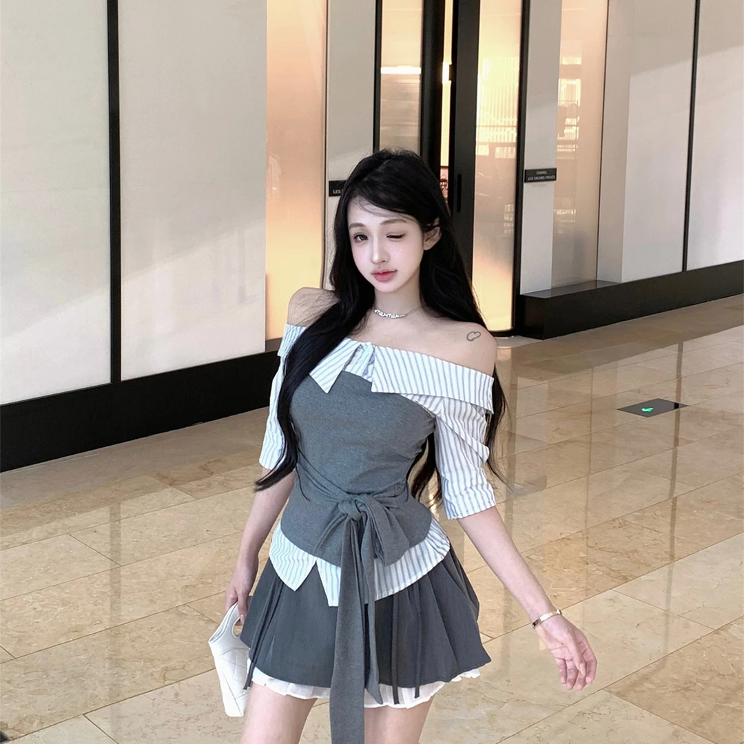 法式miu系千金感小个子辣妹穿搭套装裙韩系INS风轻奢网红炸街女装