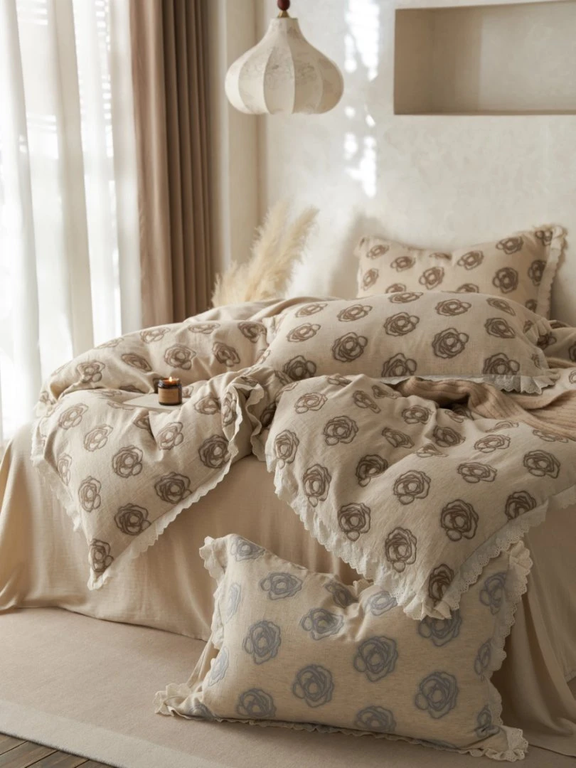 【SULI-苏黎夫人】棉麻四件套 玫瑰文艺风 色织大提花 A类床品套件