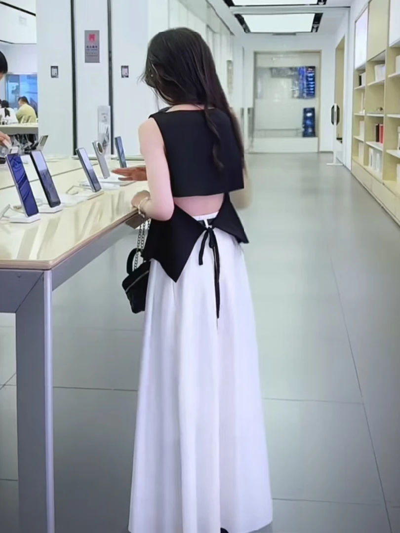 【影宝专属】纯欲风休闲风镂空背心吊带气质露肩黑色时尚