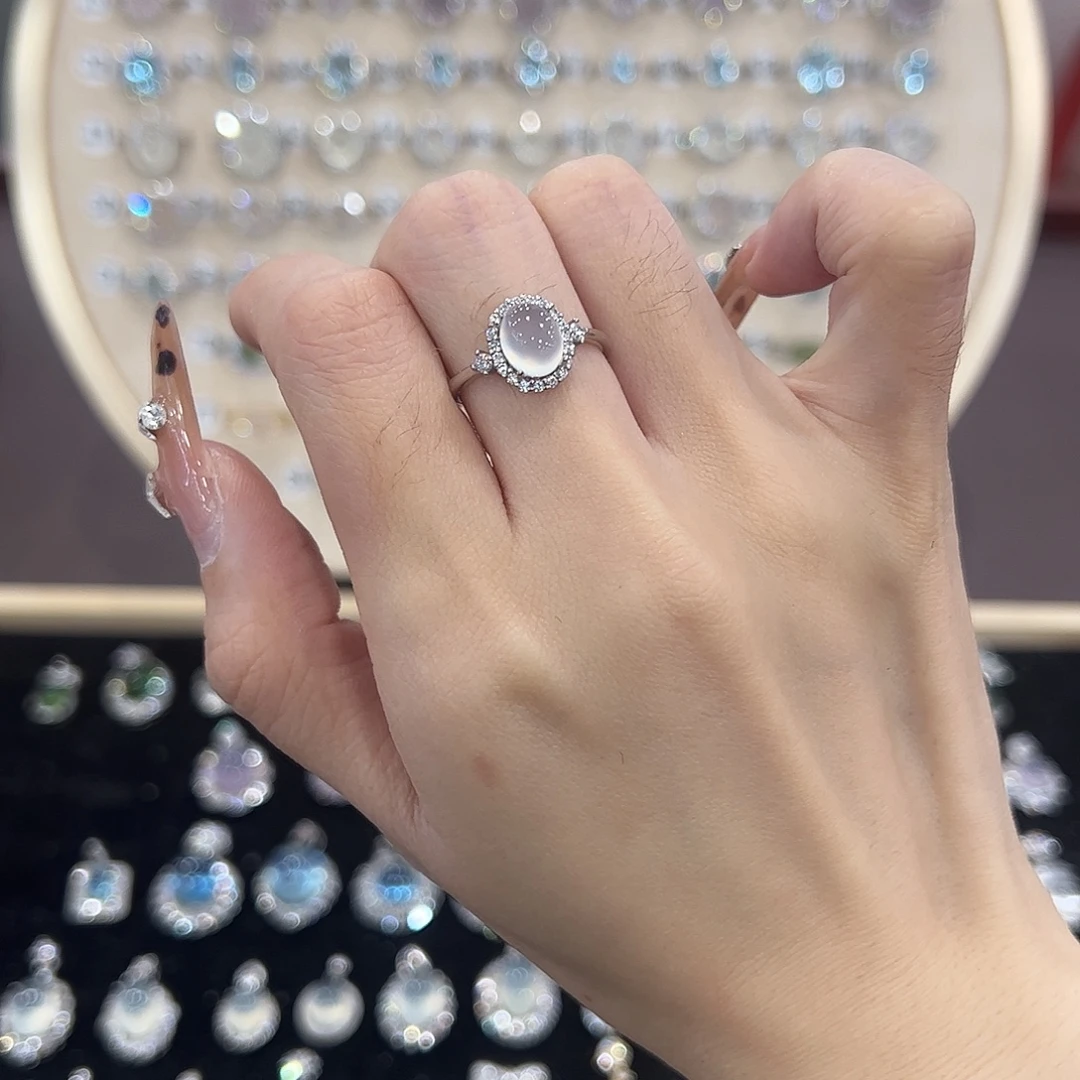 蛇纹石玉银S925镶嵌戒指