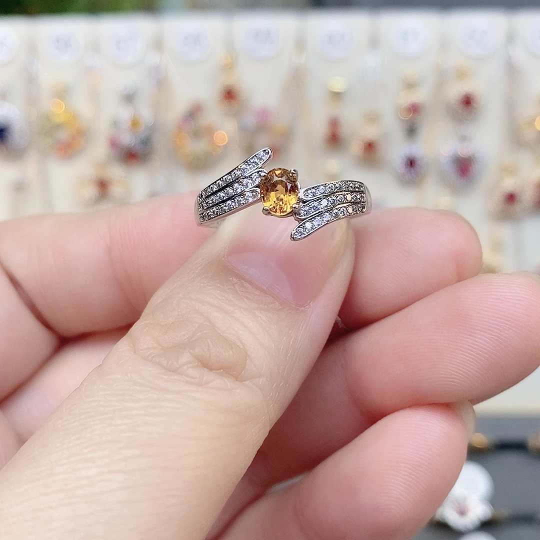 彩色蓝宝石戒指银S925镶嵌