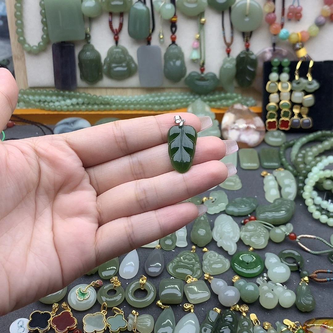 和田玉银S925镶嵌吊坠(不含链)