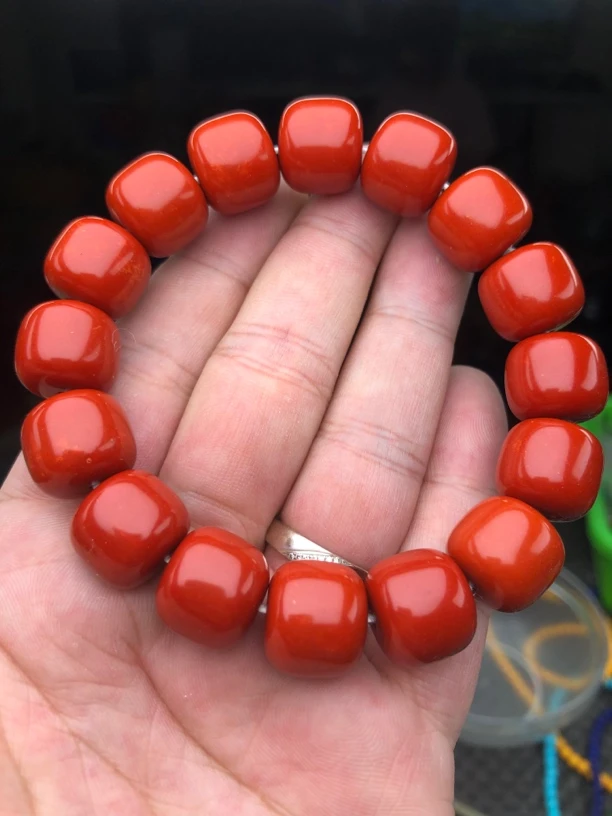A342满色满肉15mm老型桶珠手串