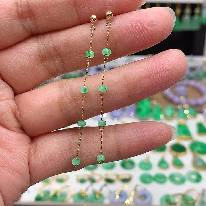 翡翠18K金镶嵌耳饰