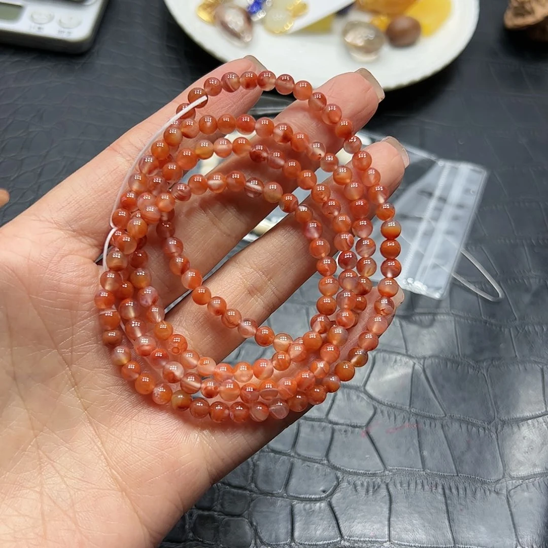 银S925镶嵌手链烟晶南红四圈