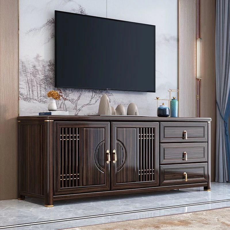 新中式乌金木茶几电视柜组合实木高柜客厅家用小户型储物落地墙柜
