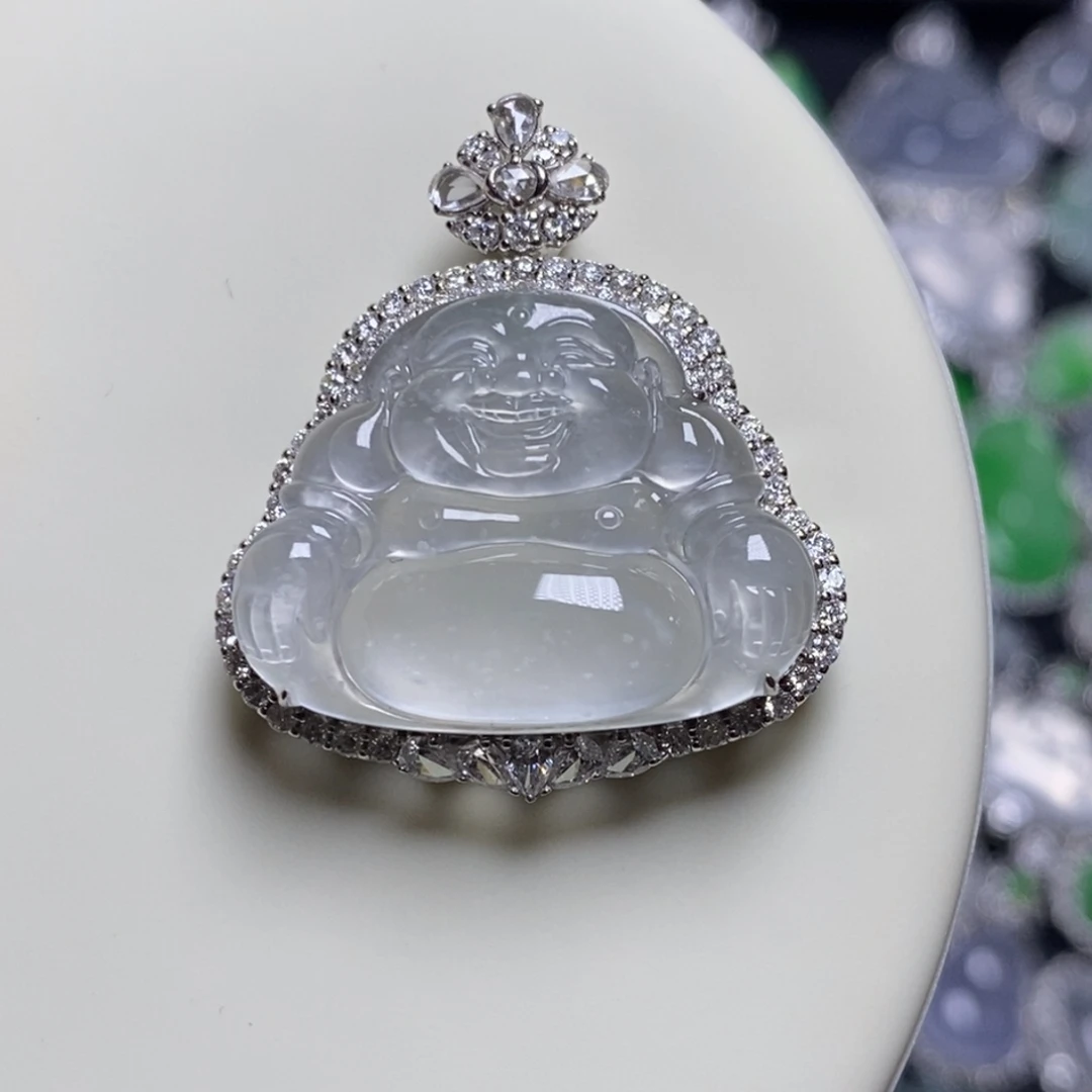 翡翠18K金镶嵌吊坠(不含链)佛