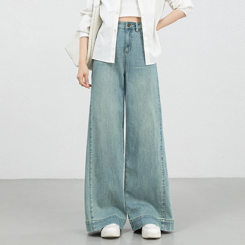 【张小题定制】橘澜2025春大码高腰宽松休闲垂感拖地女士新款裤子