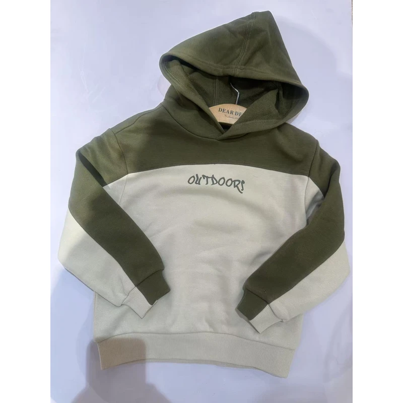 【直播清】迪迪鹿男大童米白色字母撞色连帽春秋季卫衣C123311605