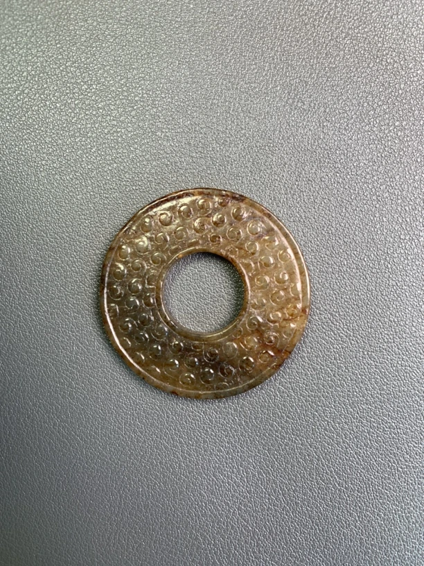 汉谷纹玉壁 五彩沁