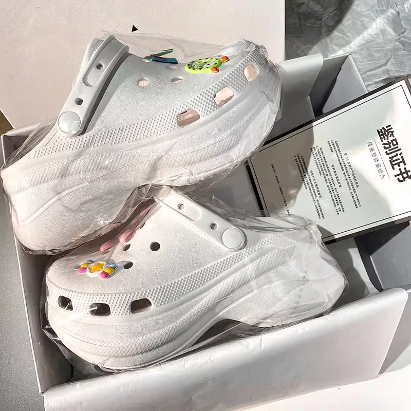 杨幂同款小鲸鱼洞洞鞋女款2025夏季新款厚底增高包头一脚蹬凉拖鞋