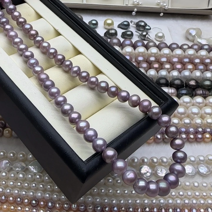 H***.淡水珍珠摆件未镶嵌极光紫色7-8mm