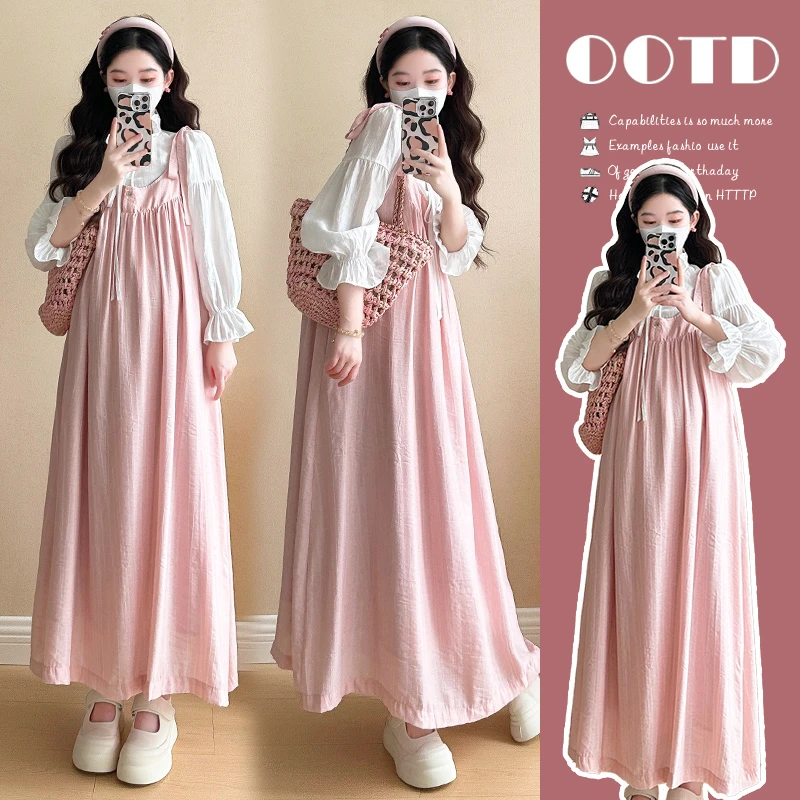 2025年新款孕妇春季连衣裙怀孕期遮肚子衣服大码宽松孕妇装春装