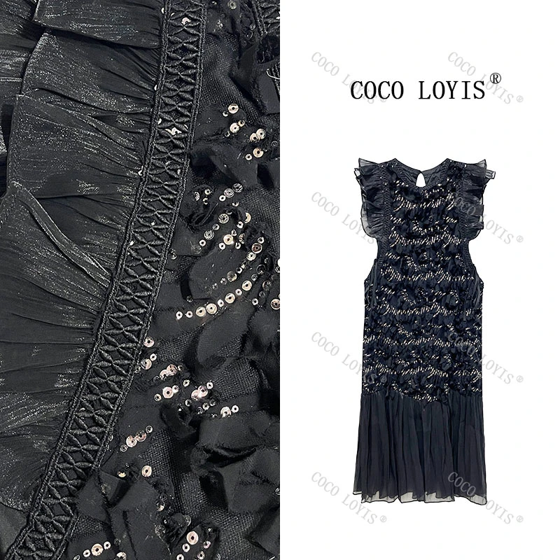 【悠悠专属】法式轻奢公主轻奢性感夏季黑色法式名媛拼接2504022