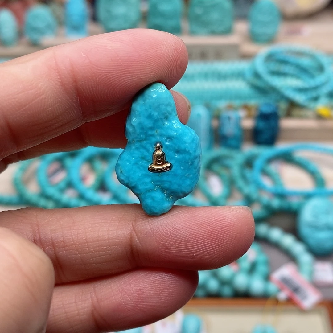 绿松石珠宝奇石18K金镶嵌