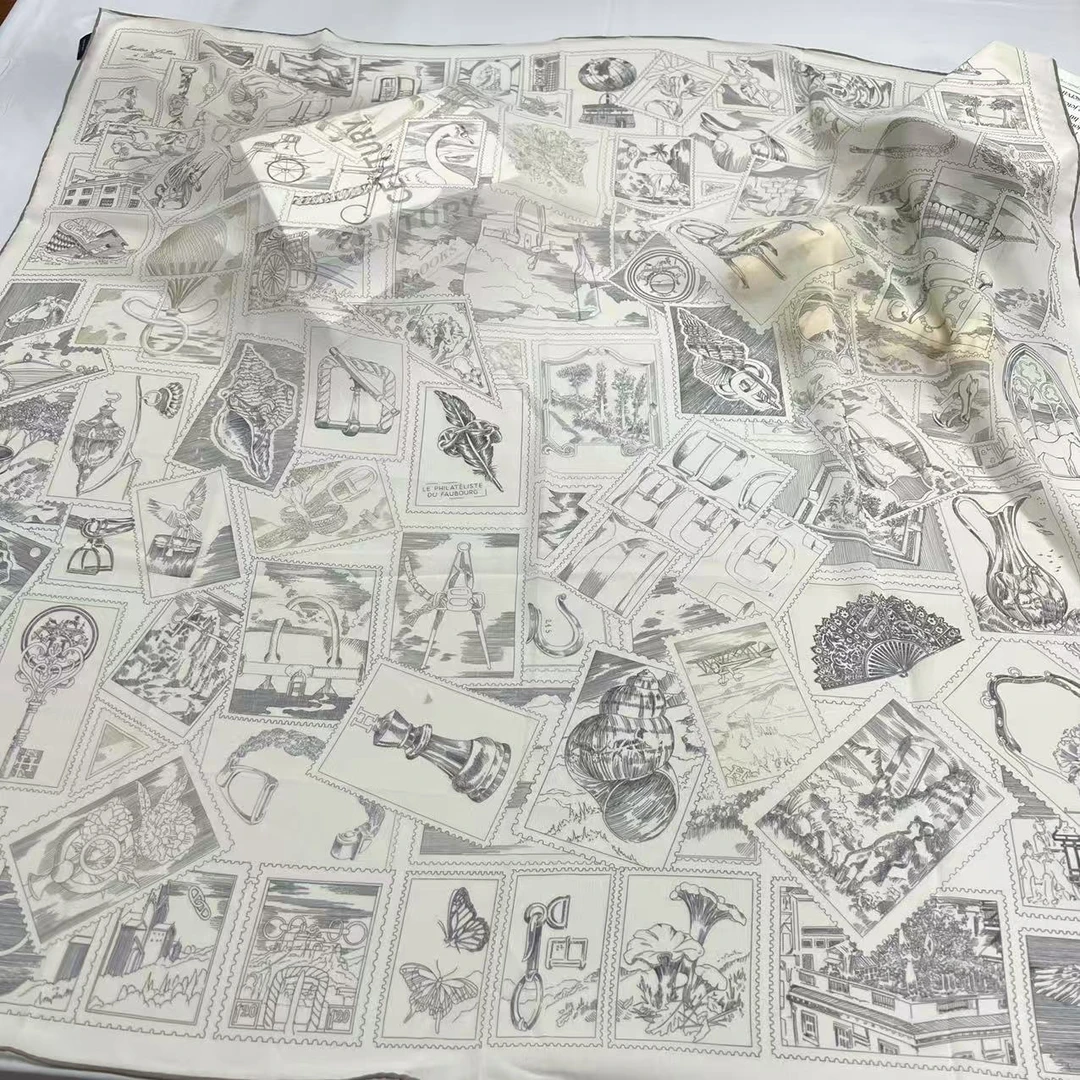 110乔其纱方巾-素色邮票 105cm丝巾