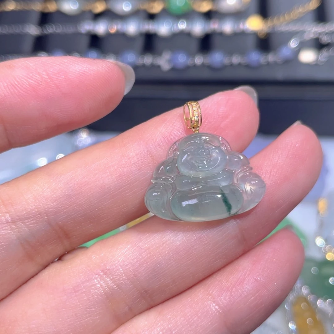 颈饰18K金镶嵌翡翠翡翠
