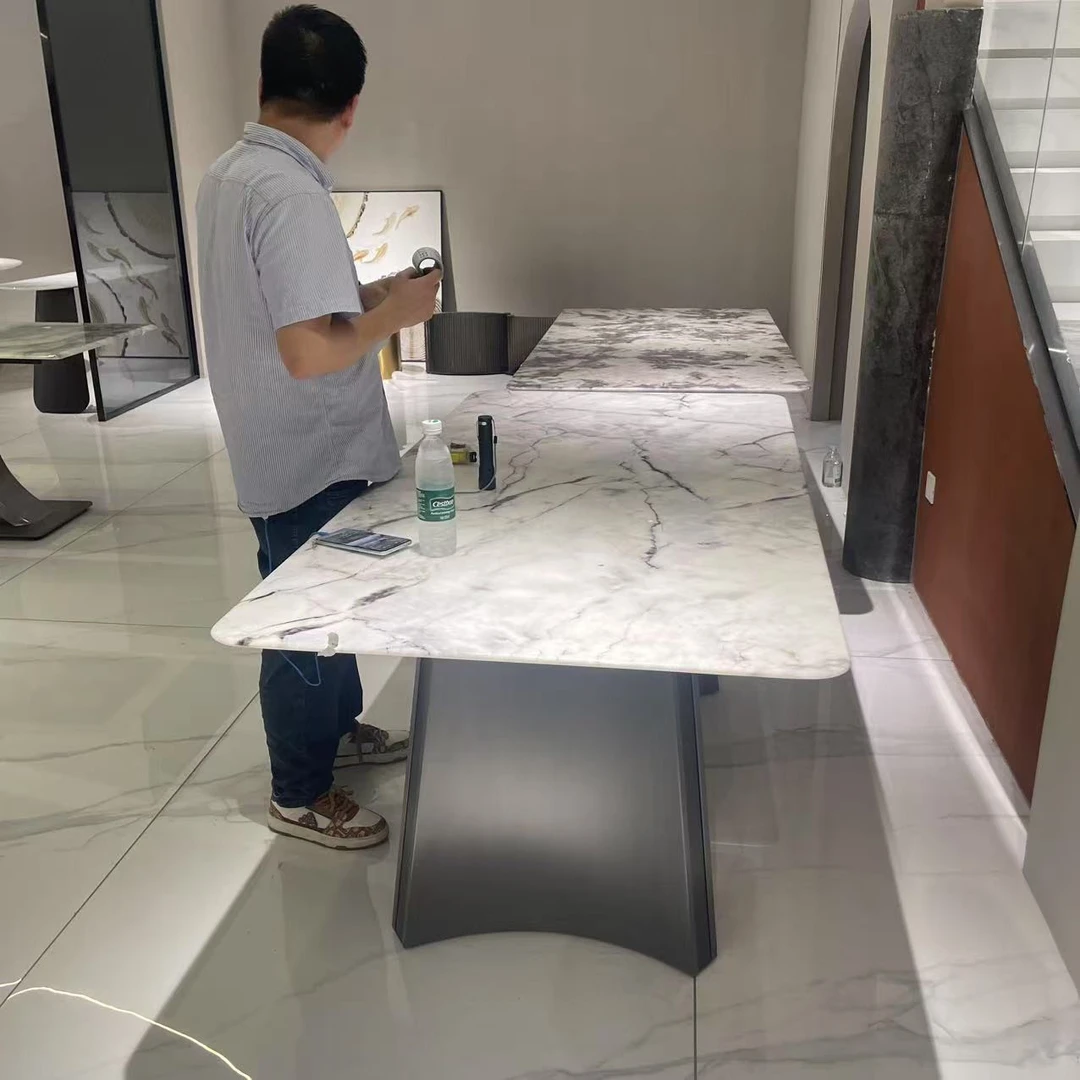 E872#奢石长方形餐桌金属支架180*90CM【不包安装】库存尾货