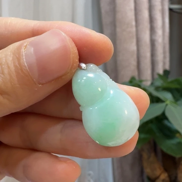 翡翠银S925镀金镶嵌颈饰葫芦2