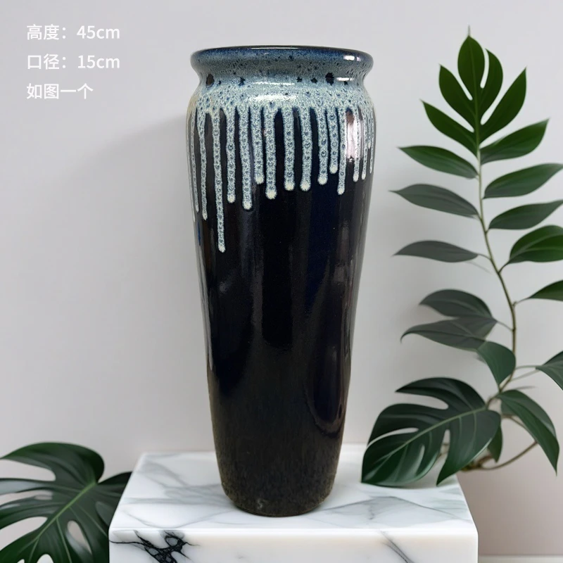 家用庭院特大高直筒紫砂粗陶花盆简约透气老桩法师绿植花卉 一个