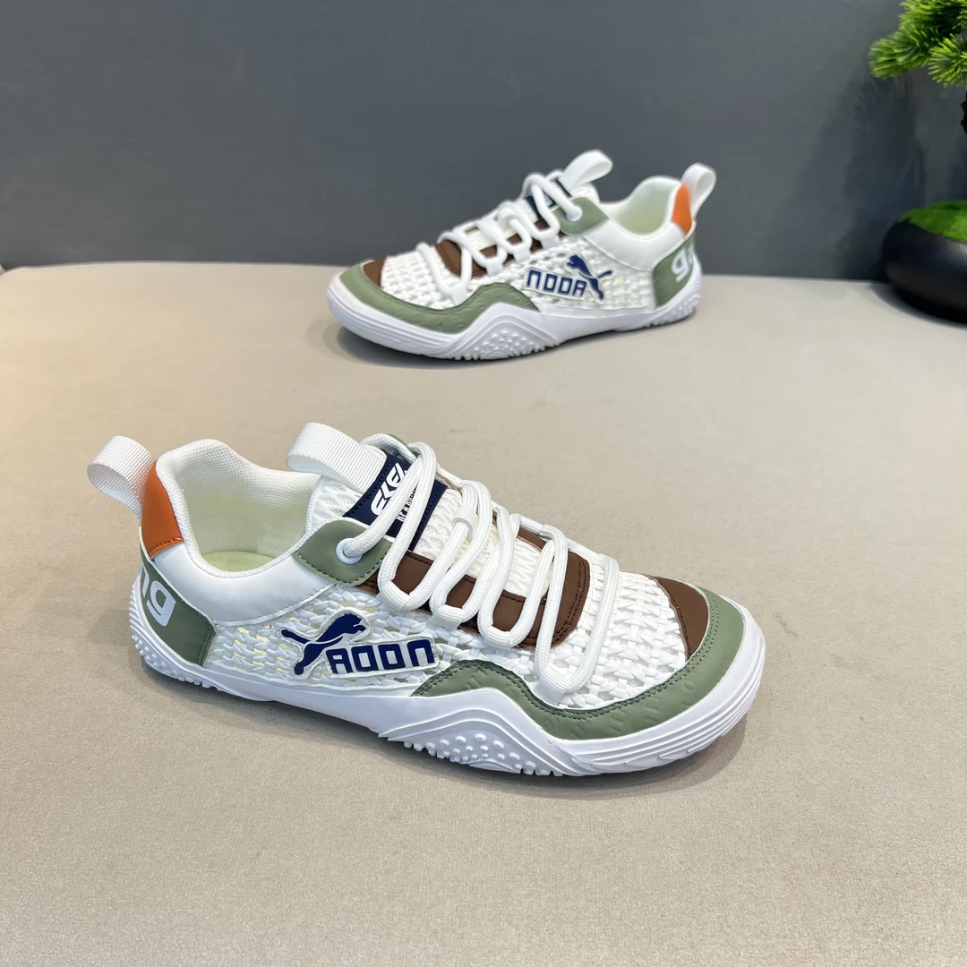 夏季新款手工编织网透气舒适百搭休闲鞋低帮平底时尚潮流男鞋