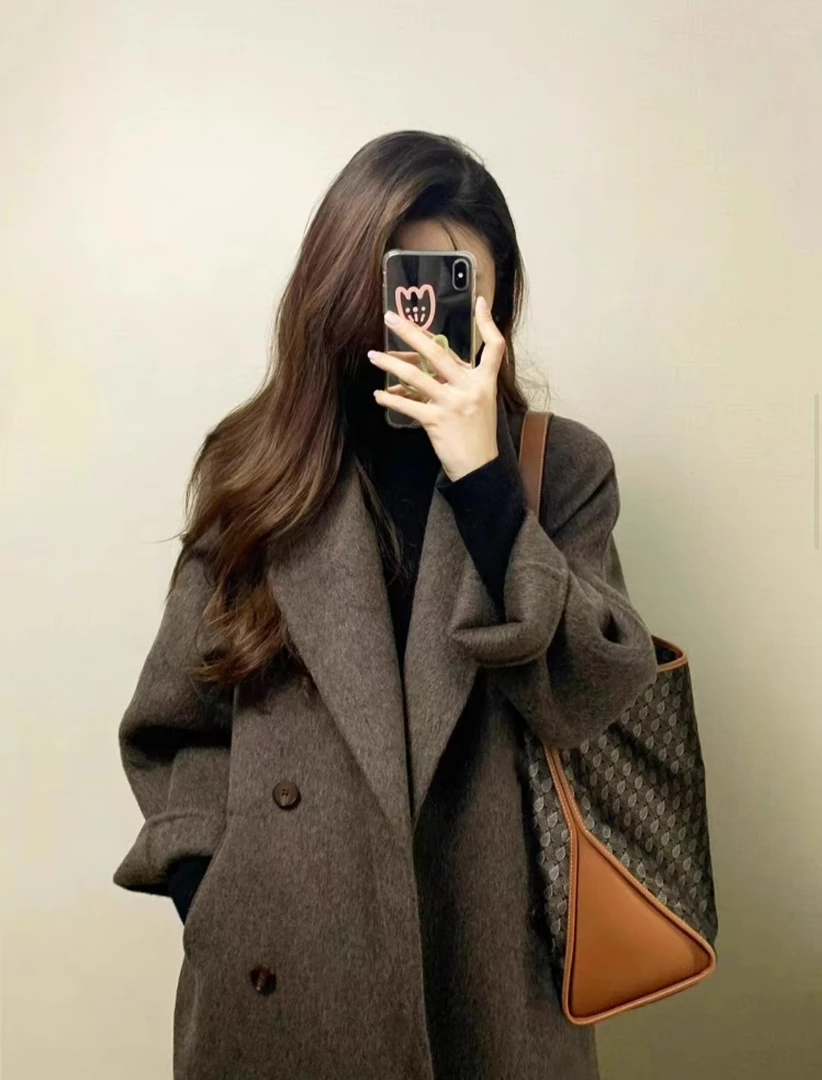 编码【01-200】时尚毛呢外套长款冬季中长款秋冬