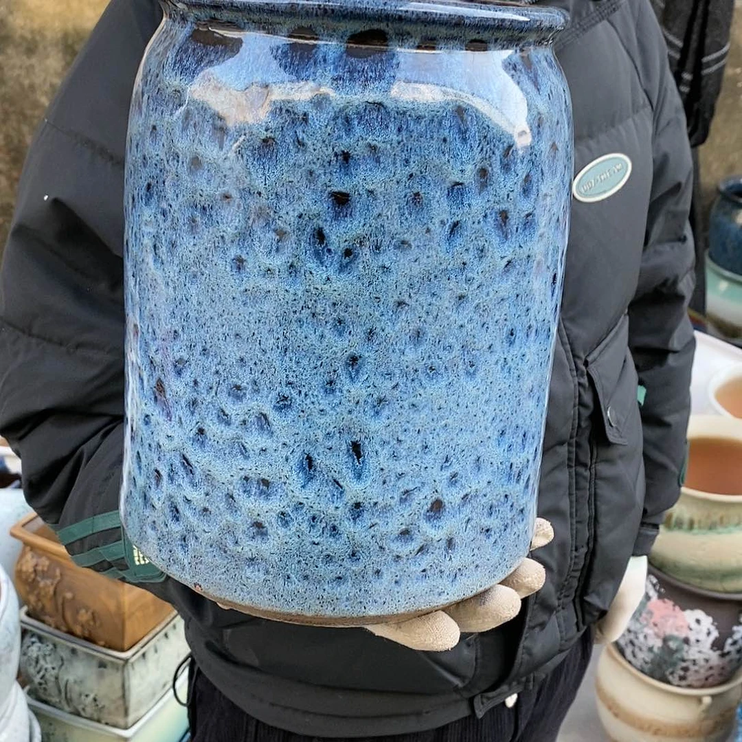 紫砂花盆瑕疵口17高26瑕疵