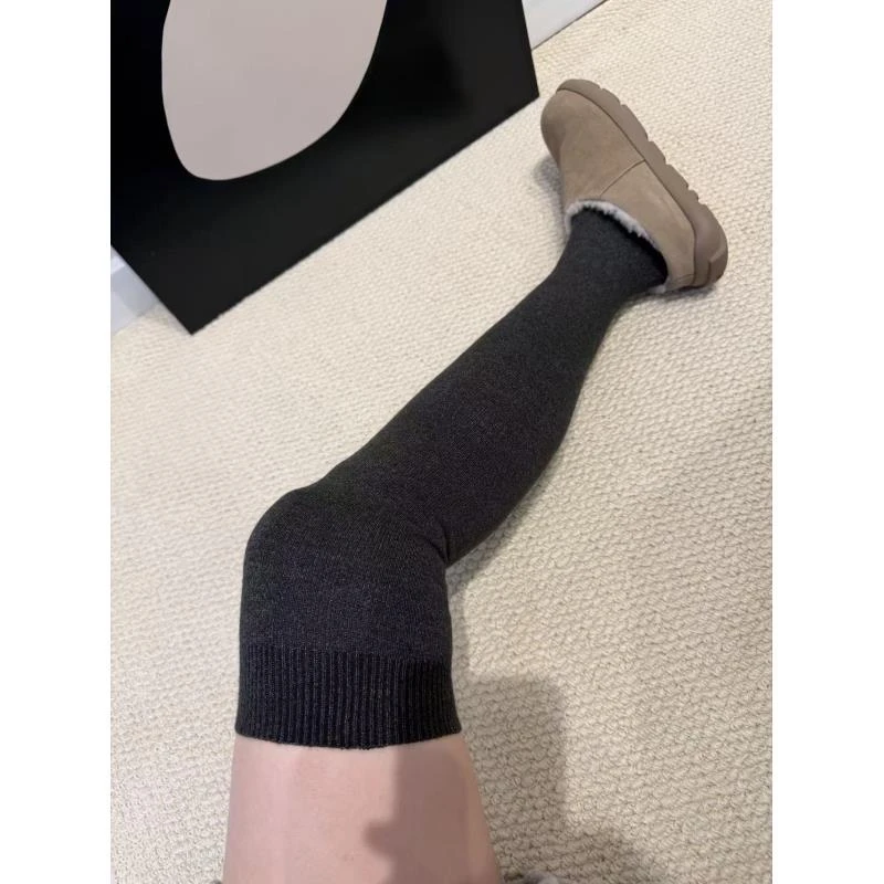 【柳条儿】华绒纯色过膝袜 秋冬保暖软糯亲肤不勒腿螺纹收口不臃肿