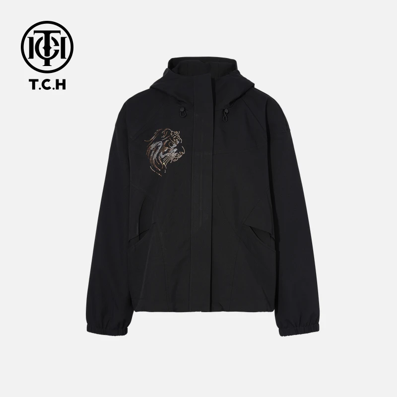 TCH烫钻工艺时尚休闲百搭气质秋款外套女T75C17E1022轻奢tch