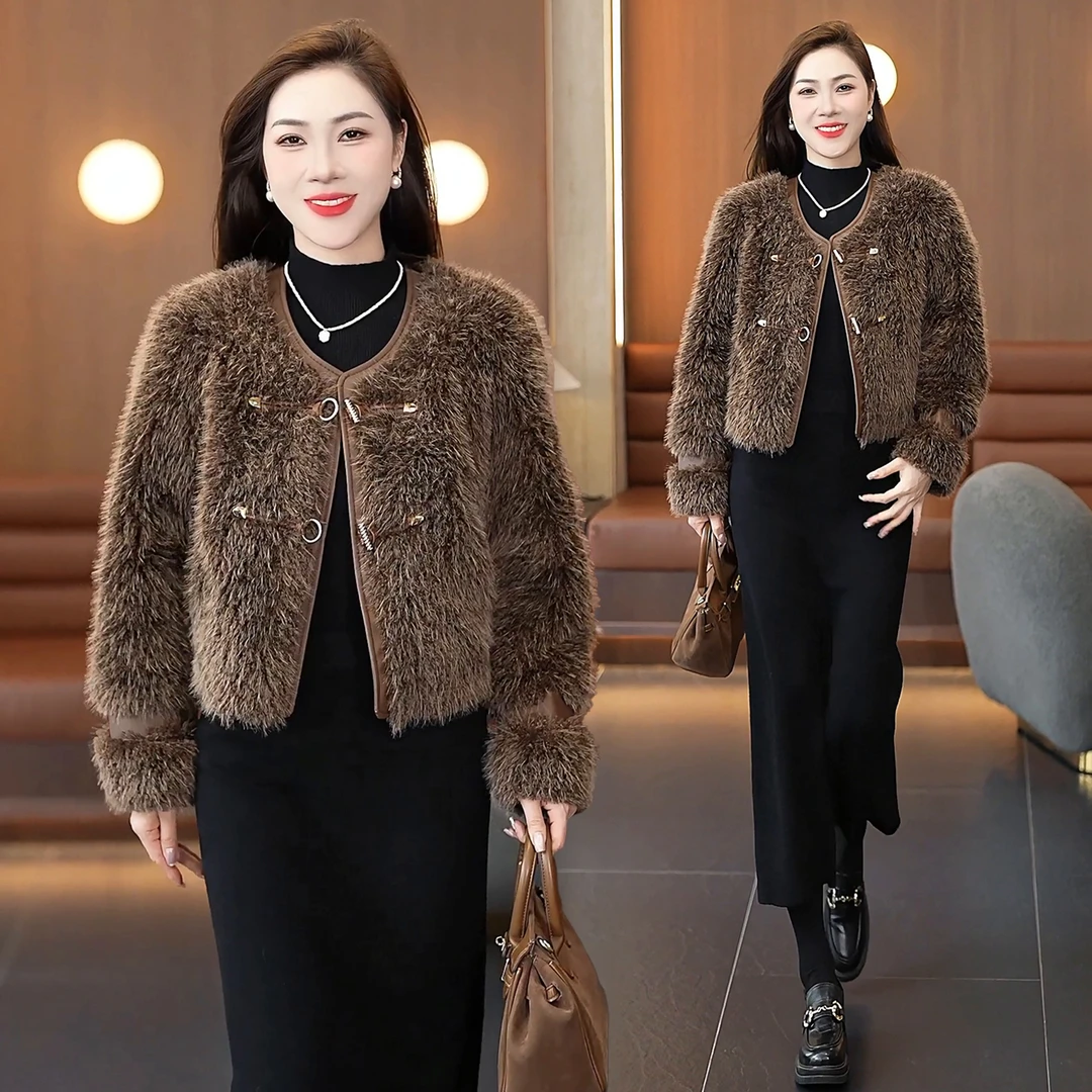 雅鹿时尚外套2025秋冬季新款时髦洋气宽松保暖上衣外套