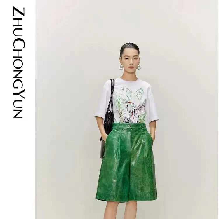 【冬姐精选】ZHUCHONGYUN圆领印花宽松提花时尚休闲T恤 C1DE15147