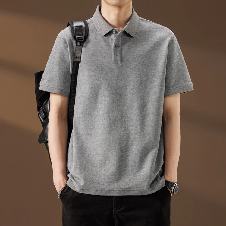 美式纯色短袖POLO衫男士宽松纯棉翻领T恤商务休闲透气大码夏季短T